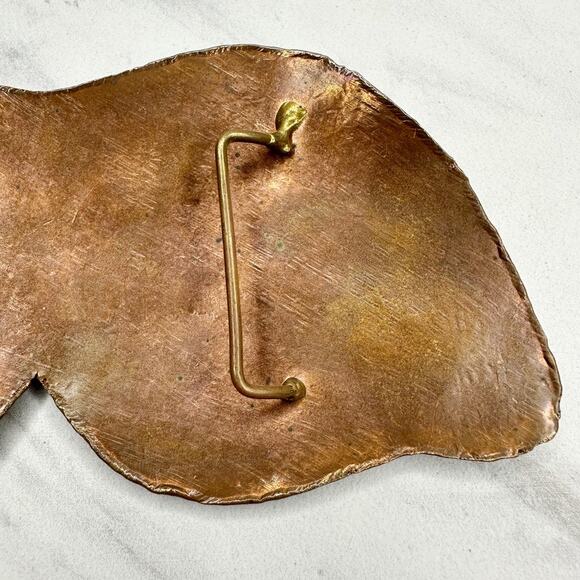 Vintage Brutalist Copper Tone Mixed Metal Artisan Belt Buckle Modernist 1970s ✨ main image 6